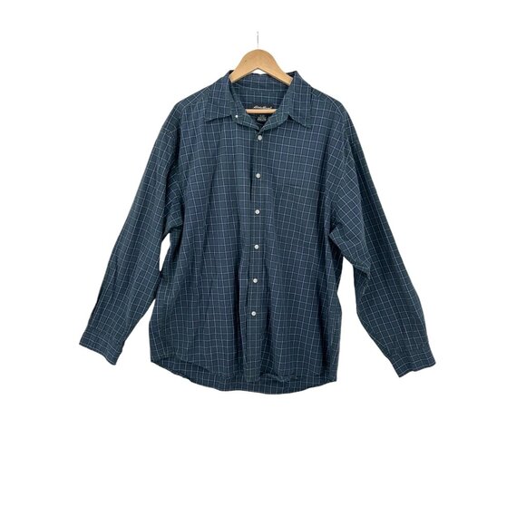 Eddie Bauer Cotton Shirt Mens Size XL Casual‎ Relax Plaid - Picture 1 of 12